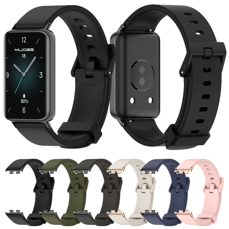 For Honor Band 9 MIJOBS Solid Color Silicone Watch Band(Black Silver) - Watch Bands by MIJOBS | Online Shopping UK | buy2fix