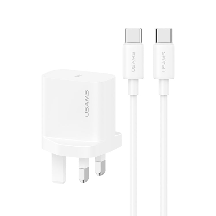 USAMS CC227 20W Fast Charging Charger Set, USB-C / Type-C to USB-C / Type-C(UK Plug) - USB Charger by USAMS | Online Shopping UK | buy2fix