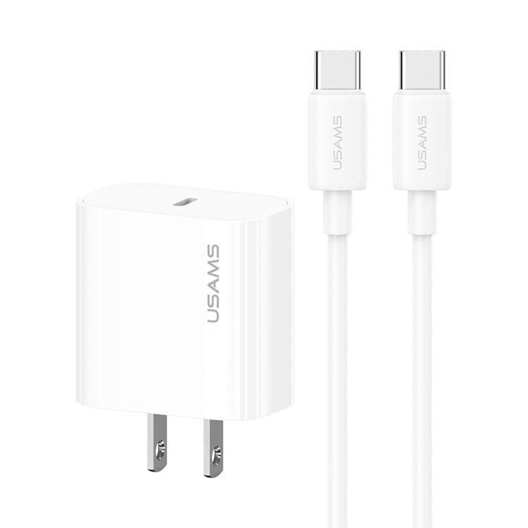 USAMS CC228 20W Fast Charging Charger Set, USB-C / Type-C to USB-C / Type-C(US Plug) - USB Charger by USAMS | Online Shopping UK | buy2fix