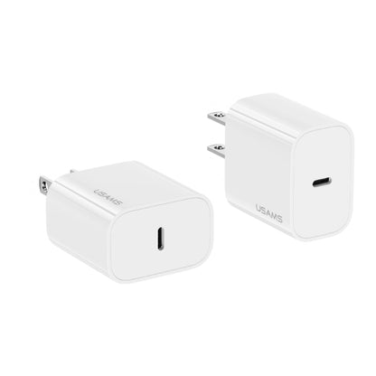 USAMS CC228 20W Fast Charging Charger Set, USB-C / Type-C to USB-C / Type-C(US Plug) - USB Charger by USAMS | Online Shopping UK | buy2fix