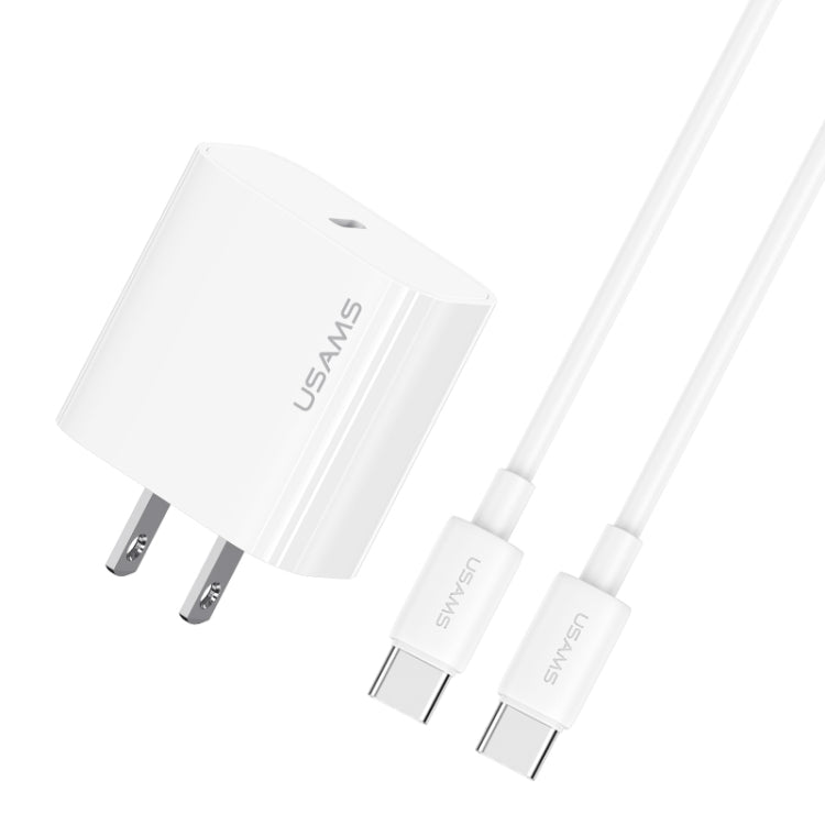 USAMS CC228 20W Fast Charging Charger Set, USB-C / Type-C to USB-C / Type-C(US Plug) - USB Charger by USAMS | Online Shopping UK | buy2fix