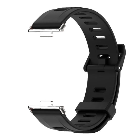 For Huawei Watch Fit3 MIJOBS Flat Hole Silicone Watch Band(Black Silver) by MIJOBS