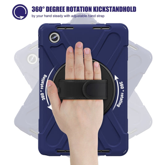 For Lenovo Tab M11 /Xiaoxin Pad 11 2024 Rotatable Holder Silicone Hybrid PC Tablet Case with Shoulder Strap(Navy Blue) by buy2fix