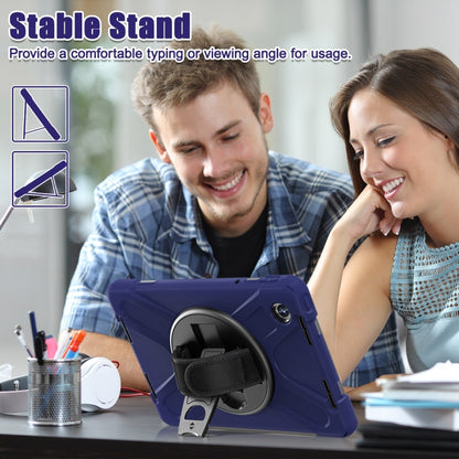 For Lenovo Tab M11 /Xiaoxin Pad 11 2024 Rotatable Holder Silicone Hybrid PC Tablet Case with Shoulder Strap(Navy Blue) by buy2fix