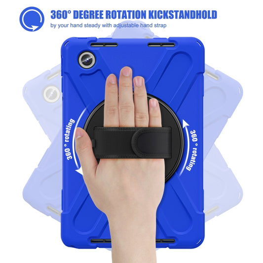 For Lenovo Tab M11 /Xiaoxin Pad 11 2024 Rotatable Holder Silicone Hybrid PC Tablet Case with Shoulder Strap(Blue) by buy2fix