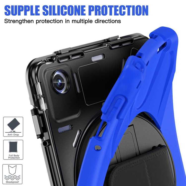 For Lenovo Tab M11 /Xiaomi Pad 11 2024 Rotatable Holder Silicone Hybrid PC Tablet Case with Shoulder Strap(Blue) - Lenovo by buy2fix | Online Shopping UK | buy2fix