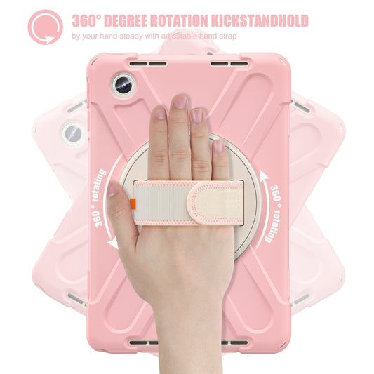 For Lenovo Tab M11 /Xiaoxin Pad 11 2024 Rotatable Holder Silicone Hybrid PC Tablet Case with Shoulder Strap(Pink) by buy2fix