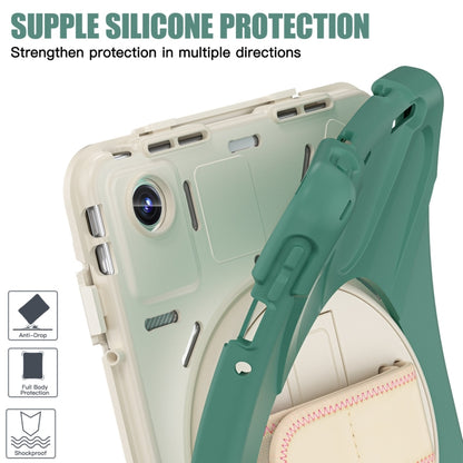 For Lenovo Tab M11 /Xiaoxin Pad 11 2024 Rotatable Holder Silicone Hybrid PC Tablet Case with Shoulder Strap(Emerald Green) by buy2fix