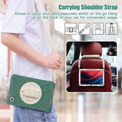 For Lenovo Tab M11 /Xiaoxin Pad 11 2024 Rotatable Holder Silicone Hybrid PC Tablet Case with Shoulder Strap(Emerald Green) by buy2fix