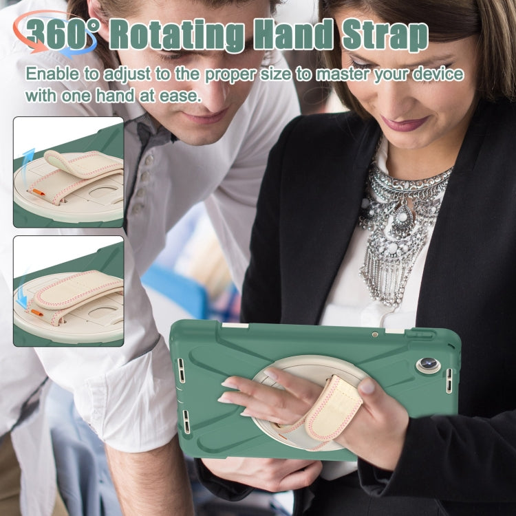 For Lenovo Tab M11 /Xiaoxin Pad 11 2024 Rotatable Holder Silicone Hybrid PC Tablet Case with Shoulder Strap(Emerald Green) by buy2fix