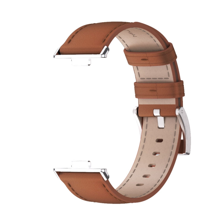 For Huawei Watch Fit3 MIJOBS Genuine Leather Watch Band(Brown Silver) - Watch Bands by MIJOBS | Online Shopping UK | buy2fix