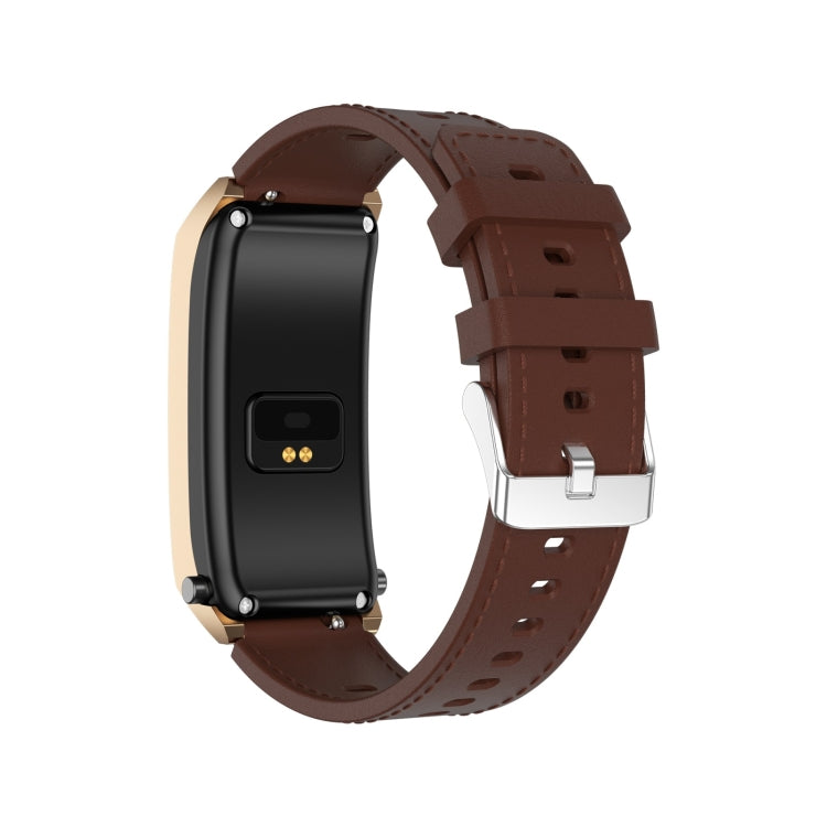 A8 1.98 inch 2 in 1 Bluetooth Earphone Silicone Strap Smart Watch, Support ECG / NFC(Brown) - Smart Watches by buy2fix | Online Shopping UK | buy2fix