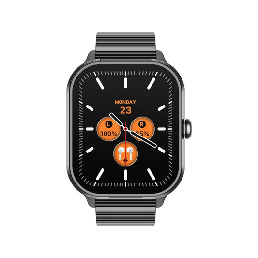 D8 Pro 2.01 inch 2 in 1 Bluetooth Earphone Steel Strap Smart Watch, Support NFC with Cover(Black) by buy2fix