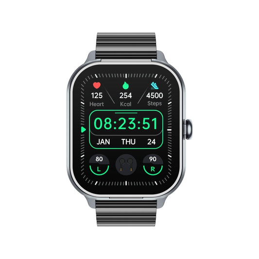 D8 Pro 2.01 inch 2 in 1 Bluetooth Earphone Steel Strap Smart Watch, Support NFC with Cover(Space Grey) by buy2fix