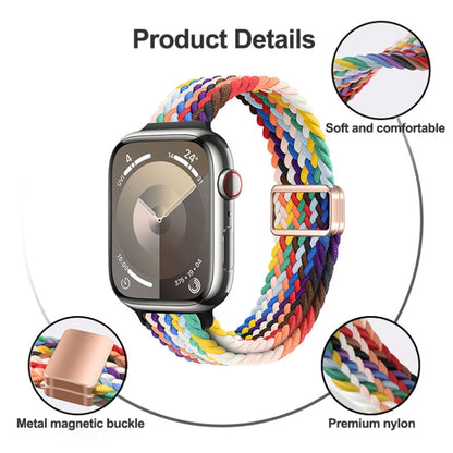 For Apple Watch Ultra 49mm Slim Magnetic Buckle Nylon Braided Watch Band(Radiant New Rainbow) - Watch Bands by buy2fix | Online Shopping UK | buy2fix