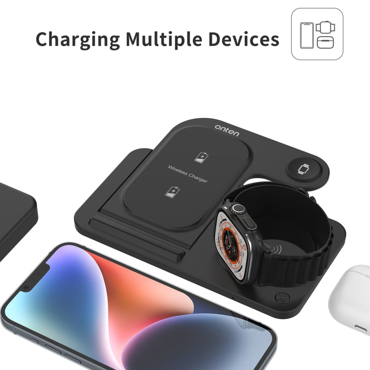 Onten CW11 3 in 1 Folding Wireless Charging(Black) - Wireless Charger by Onten | Online Shopping UK | buy2fix