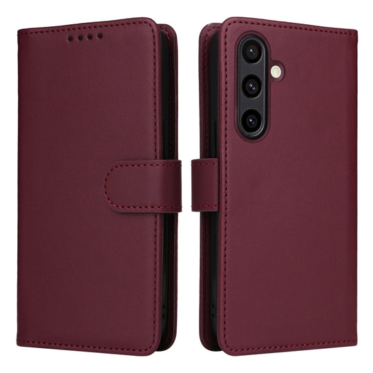 For Galaxy S24 FE 5G BETOPNICE BN-005 2 in 1 Detachable Imitate Genuine Leather Phone Case(Wine Red)