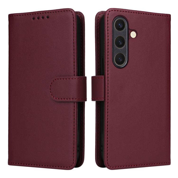 For Samsung Galaxy S25 5G BETOPNICE BN-005 2 in 1 Detachable Imitate Genuine Leather Phone Case(Wine Red) by BETOPNICE