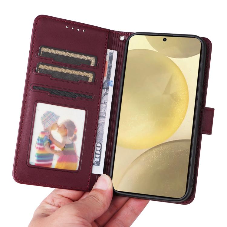 For Samsung Galaxy S25 5G BETOPNICE BN-005 2 in 1 Detachable Imitate Genuine Leather Phone Case(Wine Red) by BETOPNICE