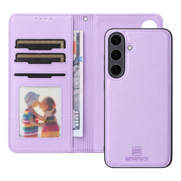 For Samsung Galaxy S25+ 5G BETOPNICE BN-005 2 in 1 Detachable Imitate Genuine Leather Phone Case(Light Purple) by BETOPNICE