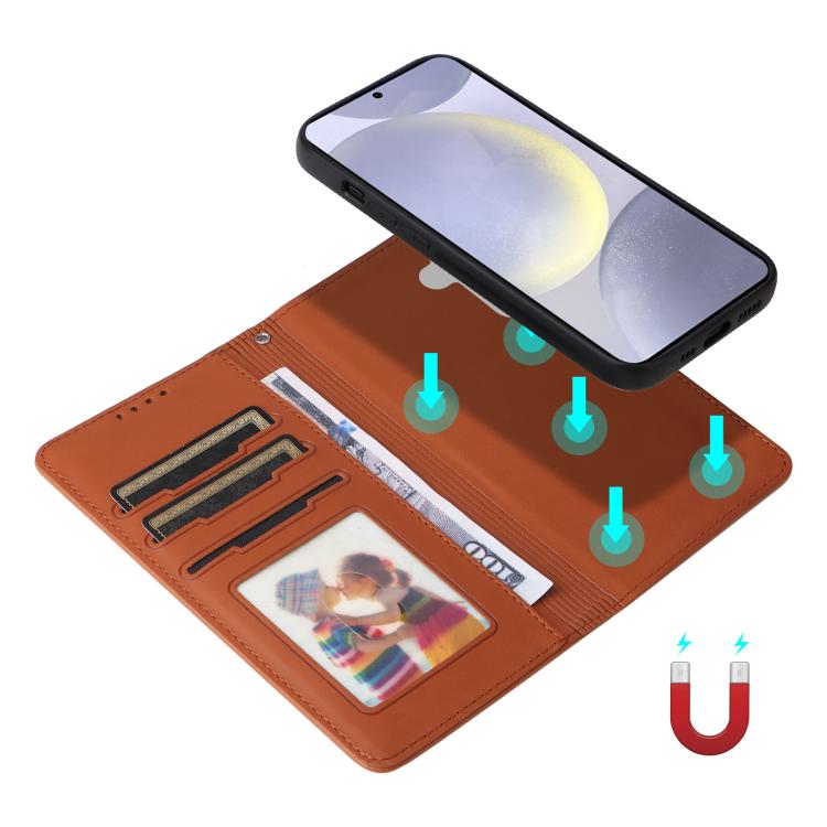 For Samsung Galaxy S25+ 5G BETOPNICE BN-005 2 in 1 Detachable Imitate Genuine Leather Phone Case(Brown) by BETOPNICE