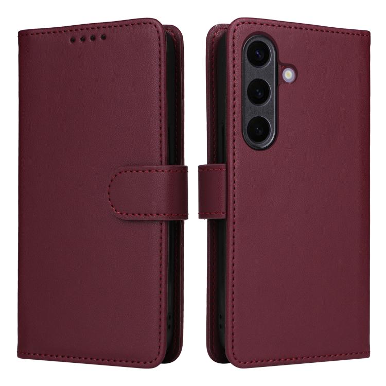 For Samsung Galaxy S25+ 5G BETOPNICE BN-005 2 in 1 Detachable Imitate Genuine Leather Phone Case(Wine Red) by BETOPNICE