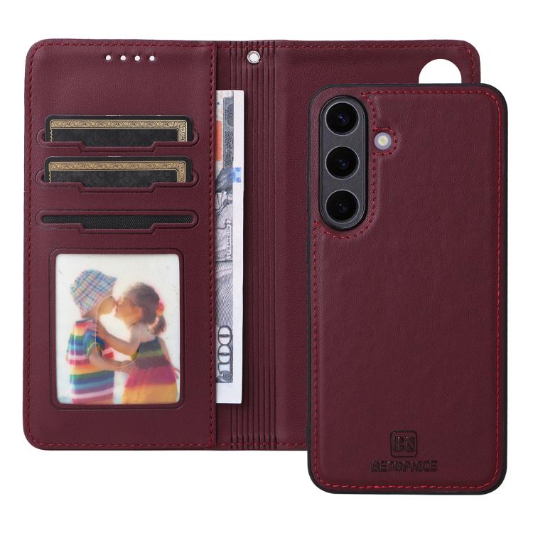 For Samsung Galaxy S25+ 5G BETOPNICE BN-005 2 in 1 Detachable Imitate Genuine Leather Phone Case(Wine Red) by BETOPNICE