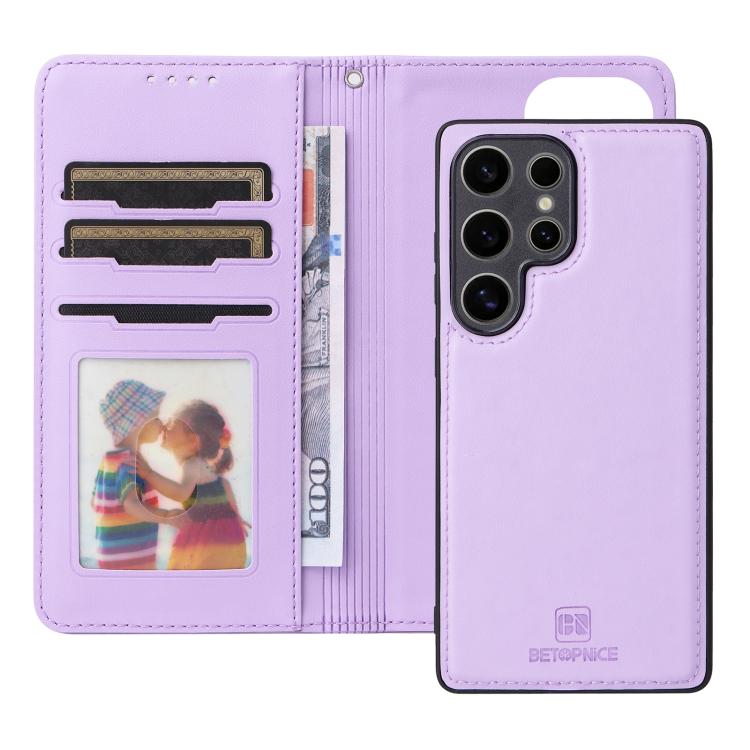 For Samsung Galaxy S25 Ultra 5G BETOPNICE BN-005 2 in 1 Detachable Imitate Genuine Leather Phone Case(Light Purple) by BETOPNICE
