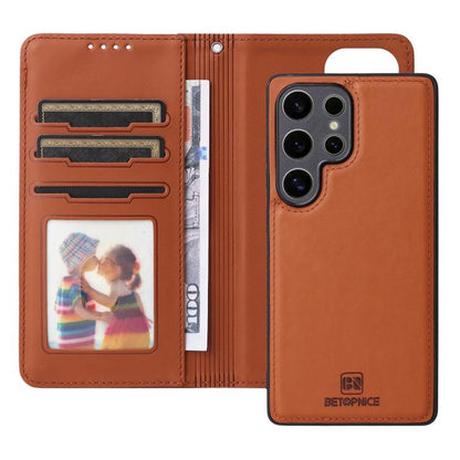 For Samsung Galaxy S25 Ultra 5G BETOPNICE BN-005 2 in 1 Detachable Imitate Genuine Leather Phone Case(Brown) by BETOPNICE