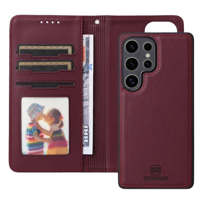 For Samsung Galaxy S25 Ultra 5G BETOPNICE BN-005 2 in 1 Detachable Imitate Genuine Leather Phone Case(Wine Red) by BETOPNICE