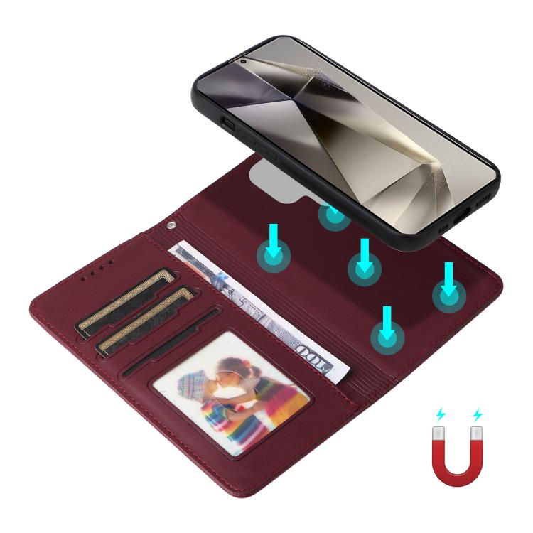 For Samsung Galaxy S25 Ultra 5G BETOPNICE BN-005 2 in 1 Detachable Imitate Genuine Leather Phone Case(Wine Red) by BETOPNICE