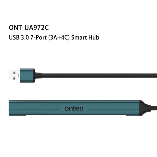 Onten UA972C 7 in 1 USB3.0 to USB3.0 + USB2.0x2 + Type-Cx4 HUB Docking Station(Pine Green) by Onten