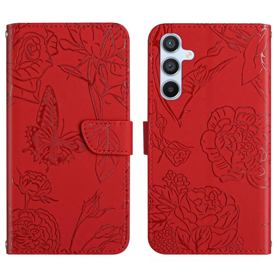 For Samsung Galaxy A16 5G Skin Feel Butterfly Embossed Flip Leather Phone Case(Red)