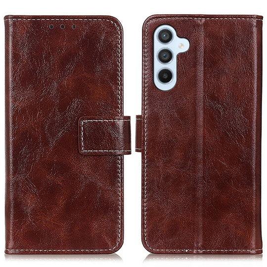 For Samsung Galaxy M35 5G Retro Crazy Horse Texture Leather Phone Case(Brown)