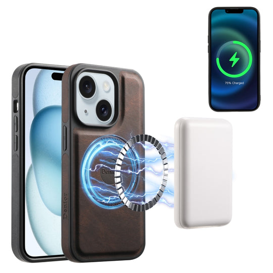 For iPhone 15 Plus / 14 Plus Denior A13 Skin Feel MagSafe Phone Case(Brown)