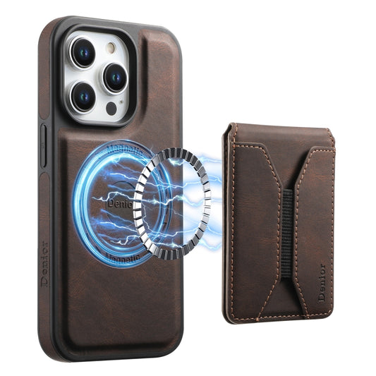 For iPhone 14 Pro Denior D17 Skin Feel MagSafe Detachable Card Slot Phone Case(Brown) - iPhone 14 Pro Cases by Denior | Online Shopping UK | buy2fix