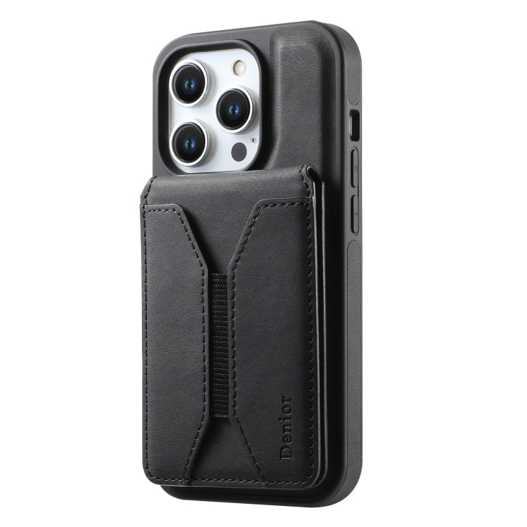 For iPhone 14 Pro Denior D17 Skin Feel MagSafe Detachable Card Slot Phone Case(Black) - iPhone 14 Pro Cases by Denior | Online Shopping UK | buy2fix