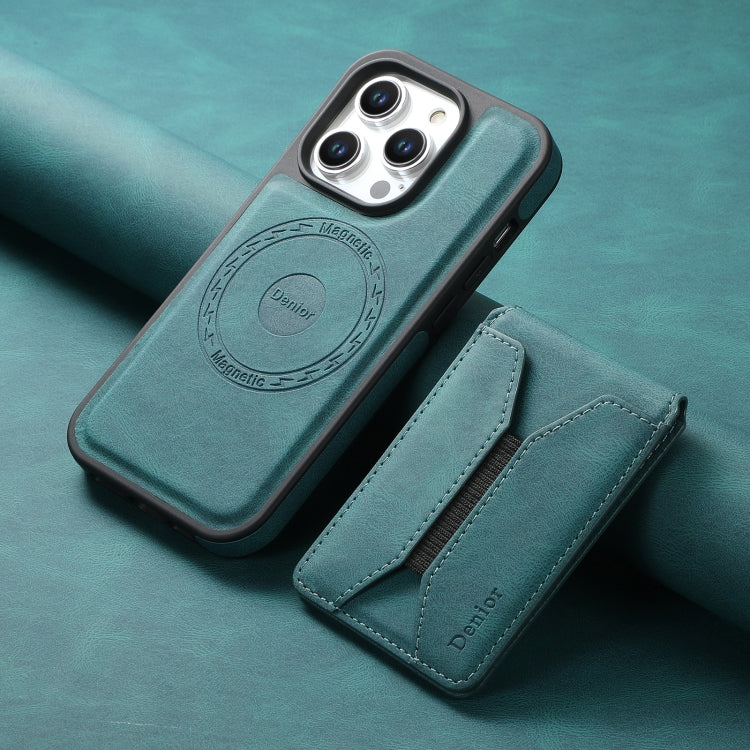 For iPhone 15 Denior D17 Skin Feel MagSafe Detachable Card Slot Phone Case(Blue) by Denior