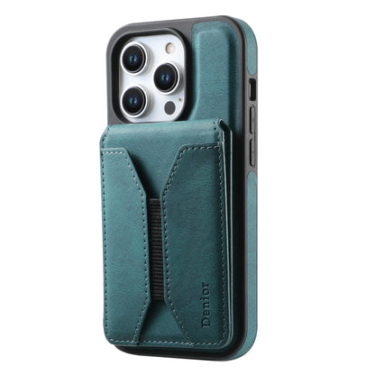 For iPhone 15 Denior D17 Skin Feel MagSafe Detachable Card Slot Phone Case(Blue) by Denior