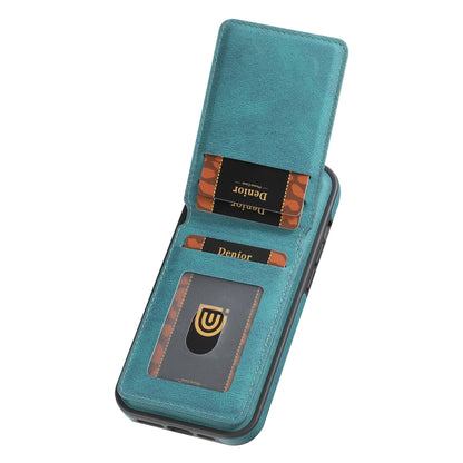 For iPhone 15 Denior D17 Skin Feel MagSafe Detachable Card Slot Phone Case(Blue) by Denior