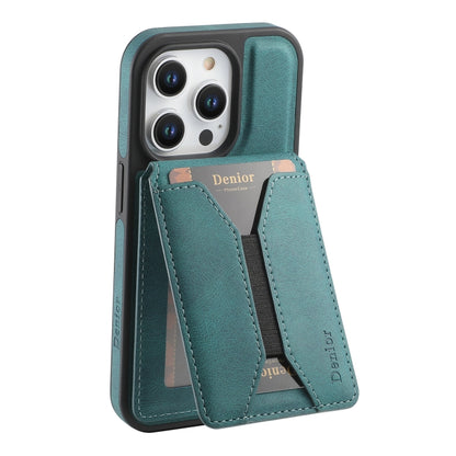 For iPhone 15 Denior D17 Skin Feel MagSafe Detachable Card Slot Phone Case(Blue) by Denior