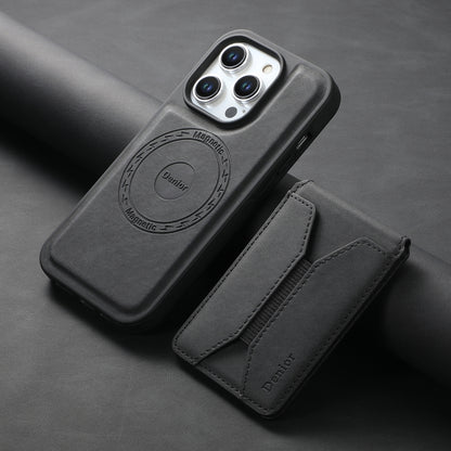For iPhone 15 Plus / 14 Plus Denior D17 Skin Feel MagSafe Detachable Card Slot Phone Case(Black) by Denior