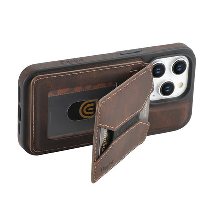 For iPhone 16 Denior D17 Skin Feel MagSafe Detachable Card Slot Phone Case(Brown) - iPhone 16 Cases by Denior | Online Shopping UK | buy2fix