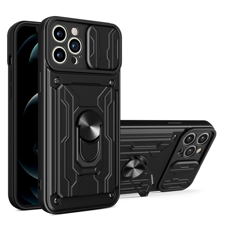 For iPhone 15 Pro Max Sliding Camshield TPU+PC Phone Case with Card Slot(Black) by buy2fix