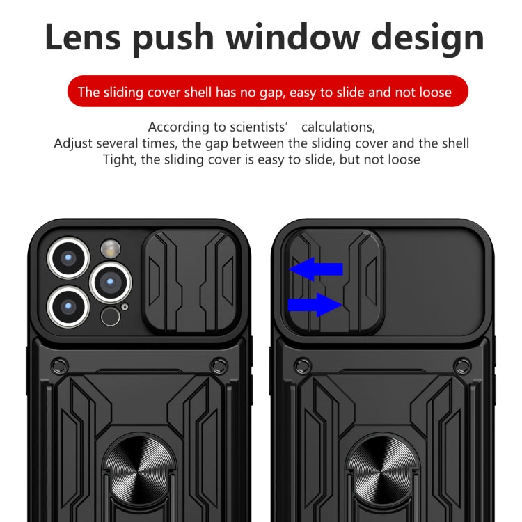 For iPhone 15 Pro Max Sliding Camshield TPU+PC Phone Case with Card Slot(Black) by buy2fix