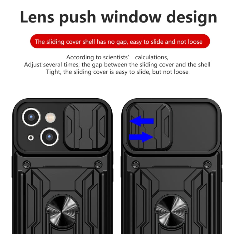 For iPhone 15 Plus Sliding Camshield TPU+PC Phone Case with Card Slot(Black) by buy2fix