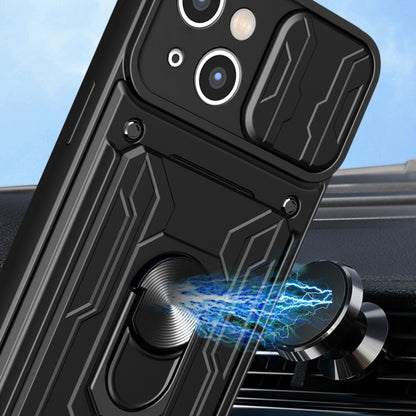 For iPhone 15 Plus Sliding Camshield TPU+PC Phone Case with Card Slot(Black) by buy2fix