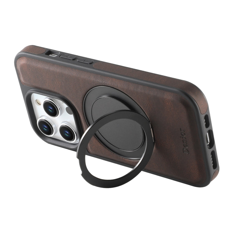 For iPhone 12 / 12 Pro Denior A14 Skin Feel Rotating Holder MagSafe Phone Case(Brown) - iPhone 12 / 12 Pro Cases by Denior | Online Shopping UK | buy2fix