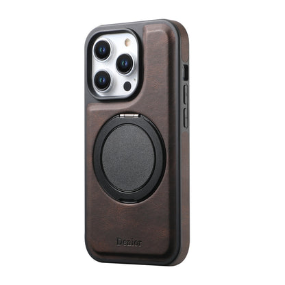 For iPhone 15 Denior A14 Skin Feel Rotating Holder MagSafe Phone Case(Brown) - iPhone 15 Cases by Denior | Online Shopping UK | buy2fix