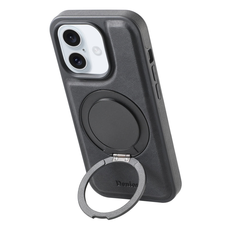 For iPhone 16 Plus Denior A14 Skin Feel Rotating Holder MagSafe Phone Case(Black) - iPhone 16 Plus Cases by Denior | Online Shopping UK | buy2fix